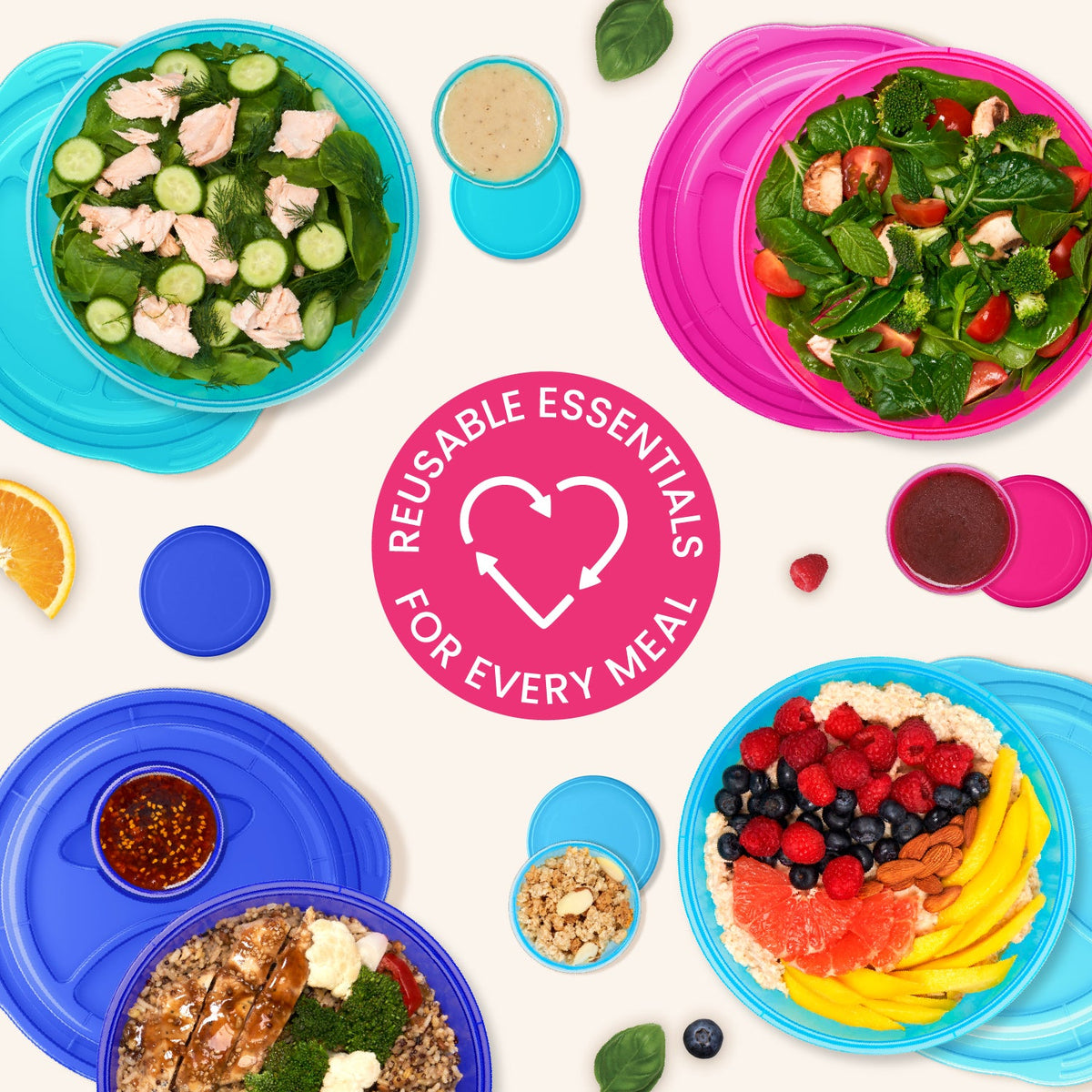 Bentgo Easyboxes™ Salad-to-Go Containers 8-Piece Set - Jewel Brights | Reusable Essentials For Every Meal