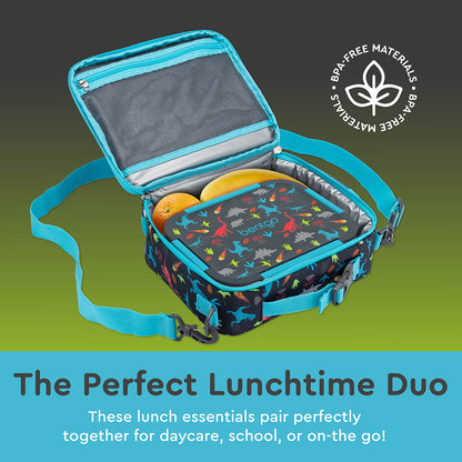 Bentgo® Kids Snap & Go 2-Piece Lunch Set - Dinosaur | The Perfect Lunchtime Duo - These Lunch Essentials Pair Perfectly Together For Daycare, School, Or On-The-Go!