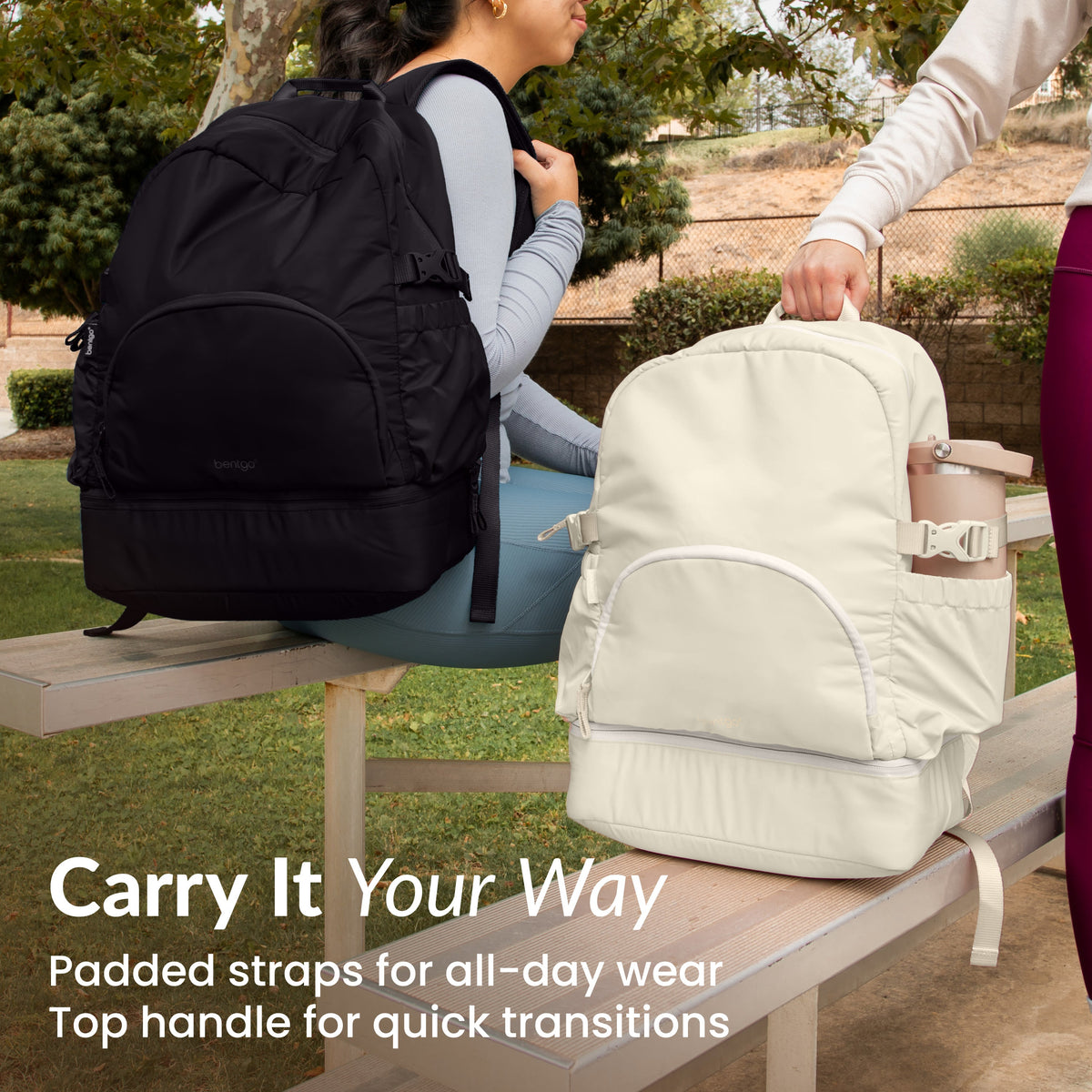 Bentgo® 2-in-1 Backpack & Lunch Bag - Bone | Carry It Your Way - Padded Straps For All-Day Wear And Top Handle For Quick Transitions