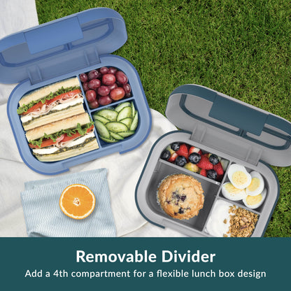 Bentgo® Chill Max Lunch Box (2-Pack) - Fog/Deep Teal & Canal/Sail Blue | Removable Divider - Add A 4th Compartment For A Flexible Lunch Box Design