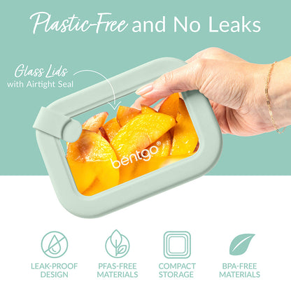 Bentgo Signature Glass Food Storage Set (8-Piece) - Desert Sage | Plastic-Free & No Leaks - Leak-Proof Design, PFAS-Free, BPA-Free, And Compact Storage
