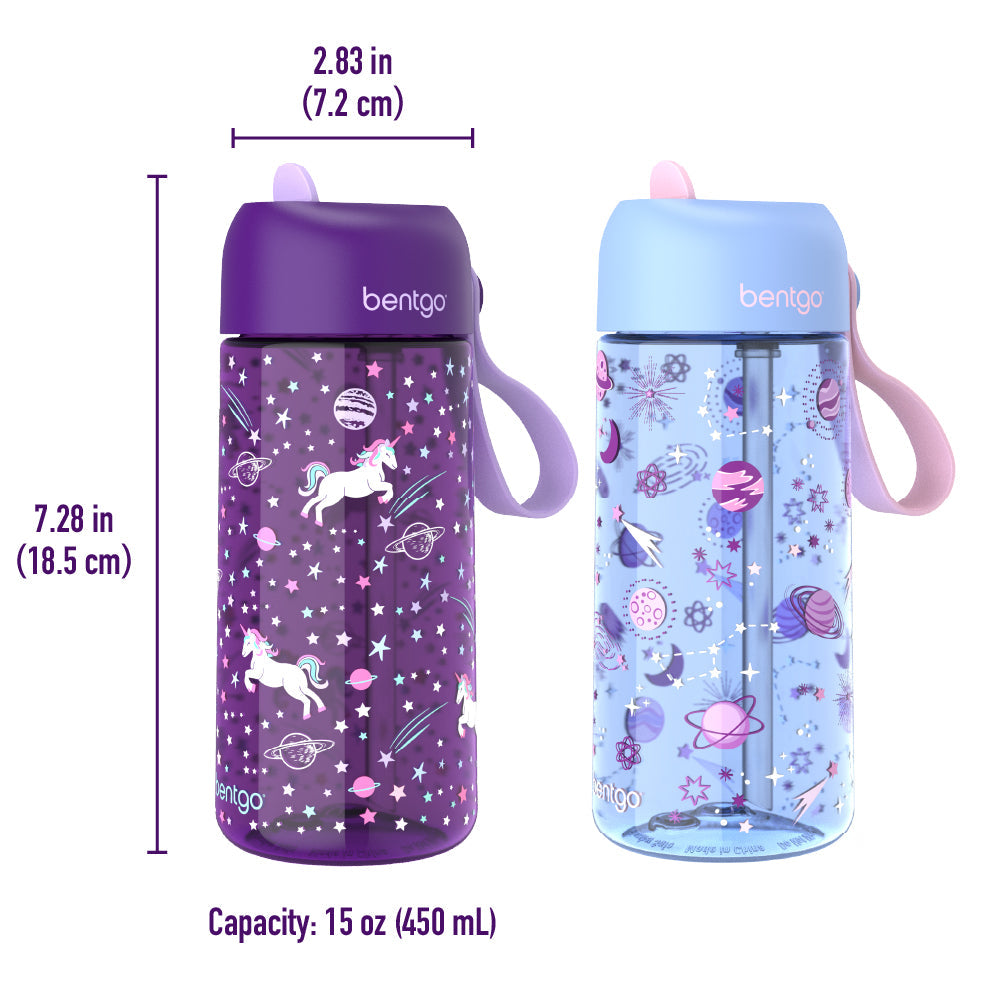 Bentgo Kids Prints Lunch Boxes & Water Bottles - Unicorn/Lavender Galaxy